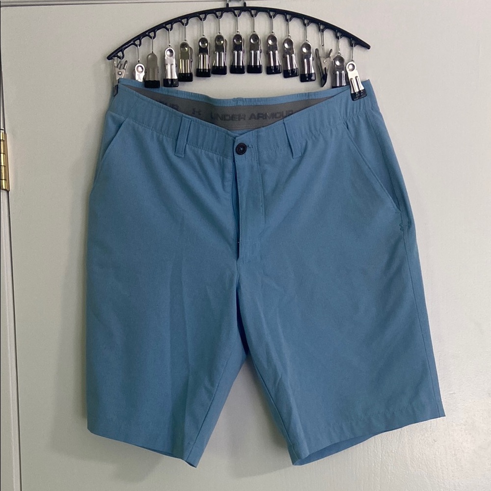 Under Armour Blue Flat Front Shorts Modern Cut